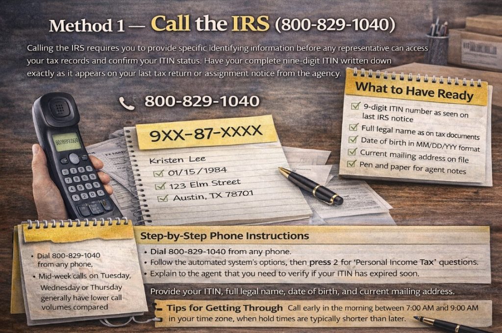 Method 1 — Call the IRS (800-829-1040)