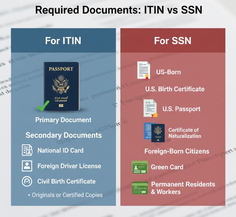 Required Documents for ITIN and SSN